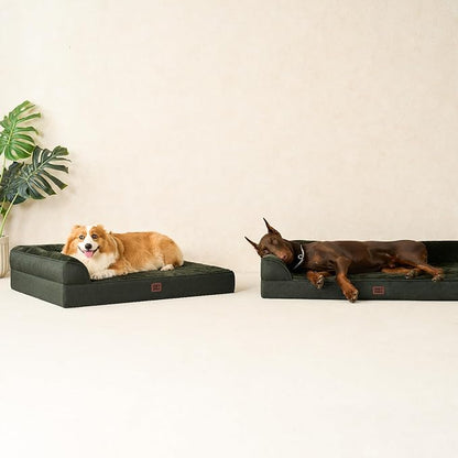 EHEYCIGA XXL Dog Bed Memory Foam, Orthopedic Giant Dog Bed Jumbo with Washable Removable Cover, Waterproof Pet Sofa Couch with Nonskid Bottom, 48x35x7.5, Dark Green | Washable Removable Cover, Waterproof Flat Pet Sofa Couch with Nonskid Bottom, 48x35x7.5