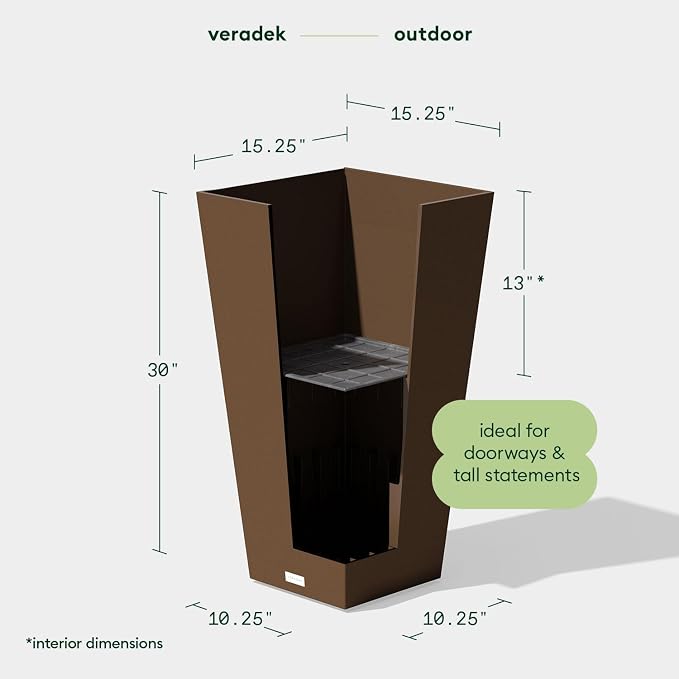 Veradek V-Resin Indoor/Outdoor Taper Planter, Set of 2 (30 inch, Espresso)