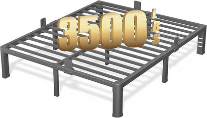 12 Inch California King Bed Frame with Rounded Corner and Headboard Hole Mattress Retainers 3500 LBS Metal Heavy Duty Steel Slats Support No Box Spring Needed Platform Noise Free Easy Assembly