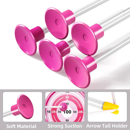 TEMI Bow and Arrow Set for Kids - Archery Toy Set - LED Light Up with Suction Cup Arrows, Target & Quiver, Indoor and Outdoor Toys for Children Boys Girls
