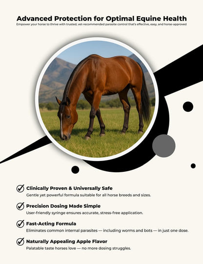 Horse Paste 1.87% – Apple Flavored Wormer – 6.08g Tube – Treats Up to 1250 lb (4 Pack)