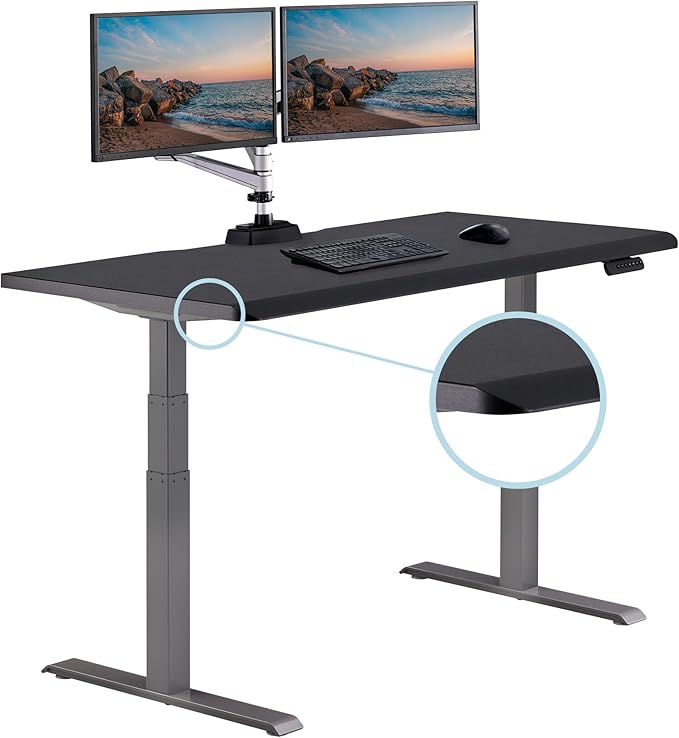 Vari ComfortEdge 60x30 Inch Adjustable Electric Standing Desk – Sit Stand VariDesk with Memory Presets, Sloped Edge, 200 LB Capacity + Tool-Free Assembly (Black)