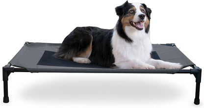 K&H Pet Products Outdoor Elevated Dog Cot, Breathable Cooling Elevated Cot Hammock Pet Bed for Large Dogs, Washable Mesh Cover, Raised Metal Frame, Collapsible, Portable - Large 42 X 30in Charcoal