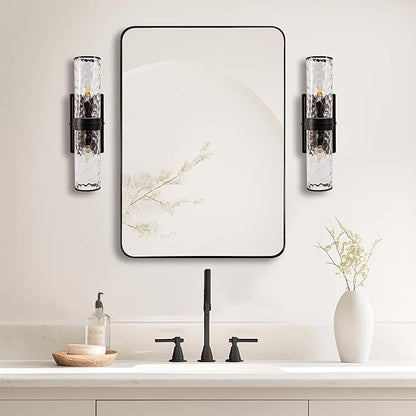 ANDY STAR Wall Mirror for Bathroom, Modern Rounded Rectangle Metal Frame Mirror