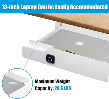Lumil Under Desk Drawer with Lock, 16 inch Under Desk Storage Drawer, Under