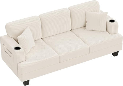 Homall Couch for Living Room, 83" Couches with Soft Deep Seats, Modern Sofa 3 Seater in Corduroy for Apartment, Bedroom (Cream)