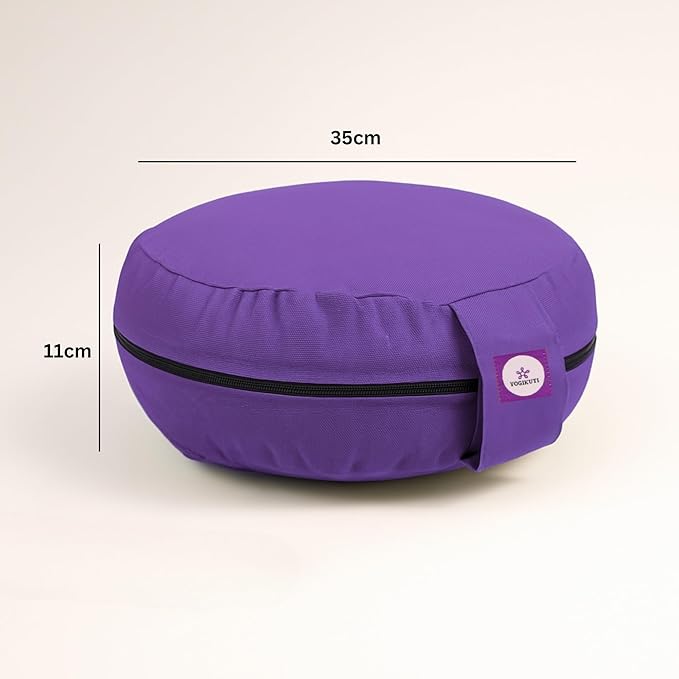 Yogikuti Meditation Cushion – 100% Pure Cotton Zafu for Comfortable Meditation & Yoga – Floor Sitting Pillow for Mindfulness & Support