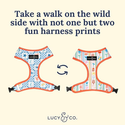 Lucy & Co. Sunny in Sicily Reversible Dog Harness, Adjustable Comfort Fit with Dual Leash Attachments, Medium