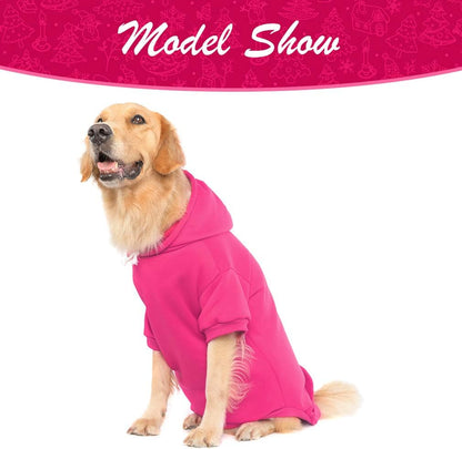 KOOLTAIL Basic Dog Hoodie - Soft & Warm Dog Hoodie Sweater with Leash Hole and Pocket, Dog Winter Coat, Cold Weather Clothes Sweatshirt for Small Medium Large Dogs Puppy Cat Boys Girls Deep Pink XL