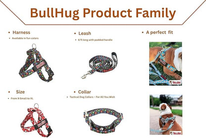 Adjustable Dog Harness– No Pull, No Choke – for English Bulldogs, French Bulldogs, Pugs & Broad-Chested Breeds – Easy, Safe Walks (Bright RED, Small)
