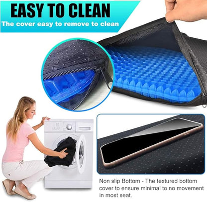 Helishy Gel Seat Cushion for Long Sitting - 1.65inch Double Thick Cooling Egg Cushion for Back, Hip, Sciatica, Coccyx, Tailbone Pain Relief - Office Chair Car Seat Cushion – Wheelchair Cushions