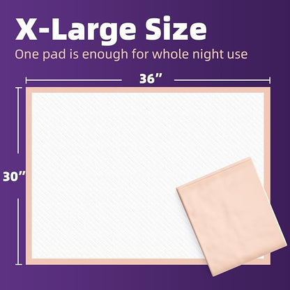 MKISS 30" x 36" Disposable Bed Pads [50 Counts], Heavy Absorbency Underpad | Super Absorbent, Extra Large, Leakproof & Waterproof Protection, Dry Quickly, Soft Fabric Surface