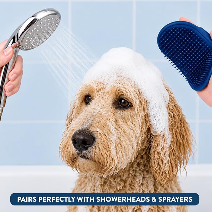 Bodhi Dog Shampoo Brush - Pet Grooming & Bath Supplies for Dogs and Cats - Bath Brush for Long & Short Hair - Premium Scrubber for Shower, Showerhead, Sprayer & Bathing (One Pack, Black)
