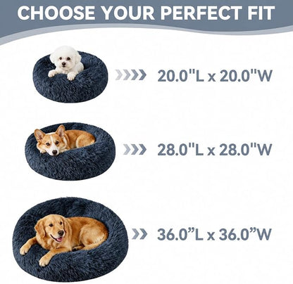 Cat Beds for Indoor Cats, Washable 20" Donut Pet Bed for Small Dogs | Fluffy pet bed with cozy plush comfort and supportive raised sides, perfect for lounging, napping and relaxing indoors.