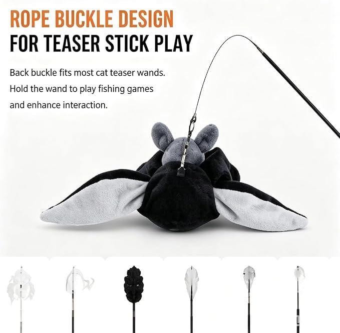 Flying Bat Dog Toy, 2026 New Flying Bat Toy for Dogs, Flapping Wings Interactive Pet Toy with Chirping Engages Cats and Dogs, Detachable USB Rechargeable, Hanging and Ground Play ，Bird：1PCS