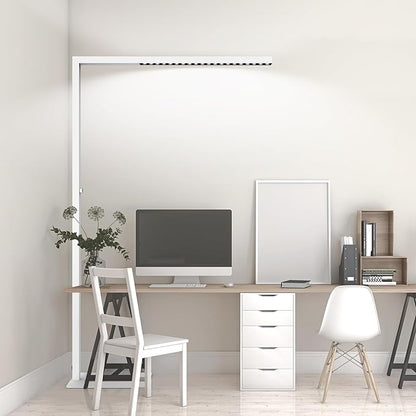 STERREN 77" LED Floor Lamp for Office, 7350LM Dimmable Eye-Care Standing Piano Lamp,70W Tall Reading Light, 4000K Bright Lighting for Living Room - White
