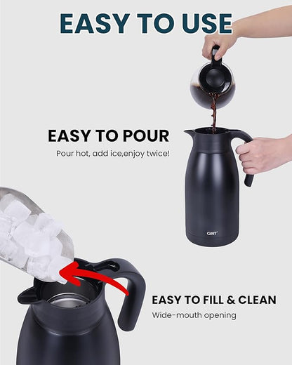 GiNT 1.9L / 64Oz Thermal Coffee Carafe, Insulated Stainless Steel Coffee Carafes