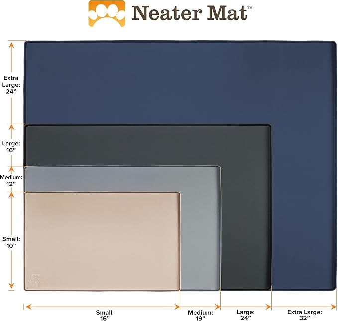 Neater Pet Brands Neater Mat Pet Mats for Food and Water, Cat & Dog Bowl Mat Waterproof Silicone, Feeding Tray, Dog Food Mats for Floors, Placemat w/Raised Edge for Under Bowls, 32" x 24", Cream