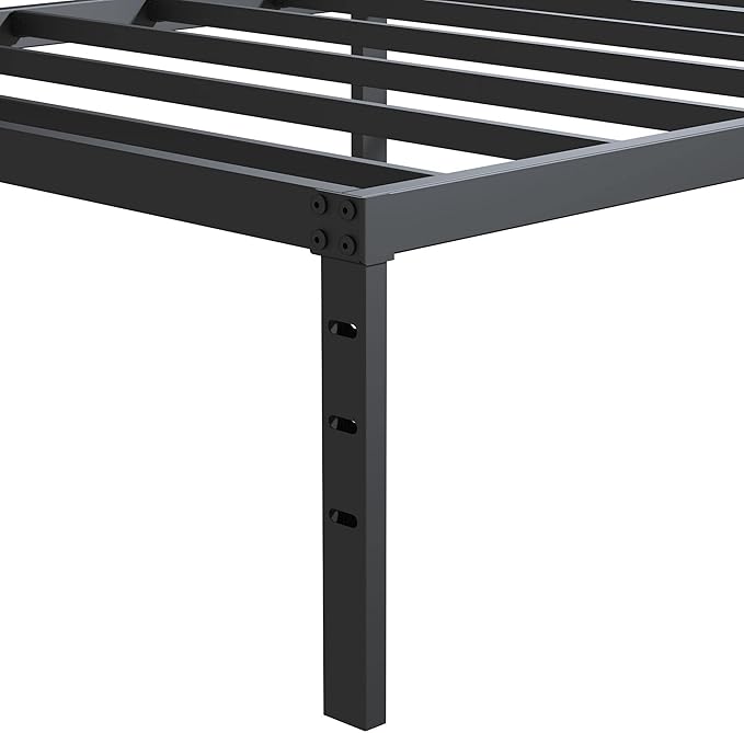 Heavy Duty Narrow Twin Bed Frame No Box Spring Needed, 14 Inch Metal Platform Narrow Twin Bed Easy Assembly, Noise Free, 30x75 Inch, Black