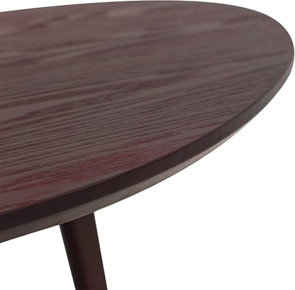 FIRMINANA Small Oval Coffee Table for Living Room,Mango Tabletop Mid Century Modern Coffee Table,Espresso,18.9" D x 33.47" W x 15.75" H
