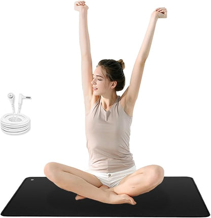 Grounding Mat for Feet,Conductive Carbon Grounding Pad for Health,Earth Connected Grounding Bed Mat with Grounding Cord(13 * 23.6inch)