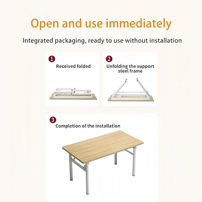 Mrsanmu Small Folding Desk No Assembly,39.4 Inch Folding Computer Desk Small Foldable Table for Home Office.