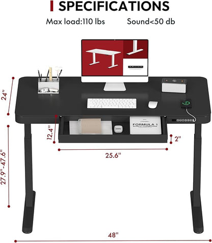 SANODESK Standing Desk with Drawer, Electric Height Adjustable Home Office Desk