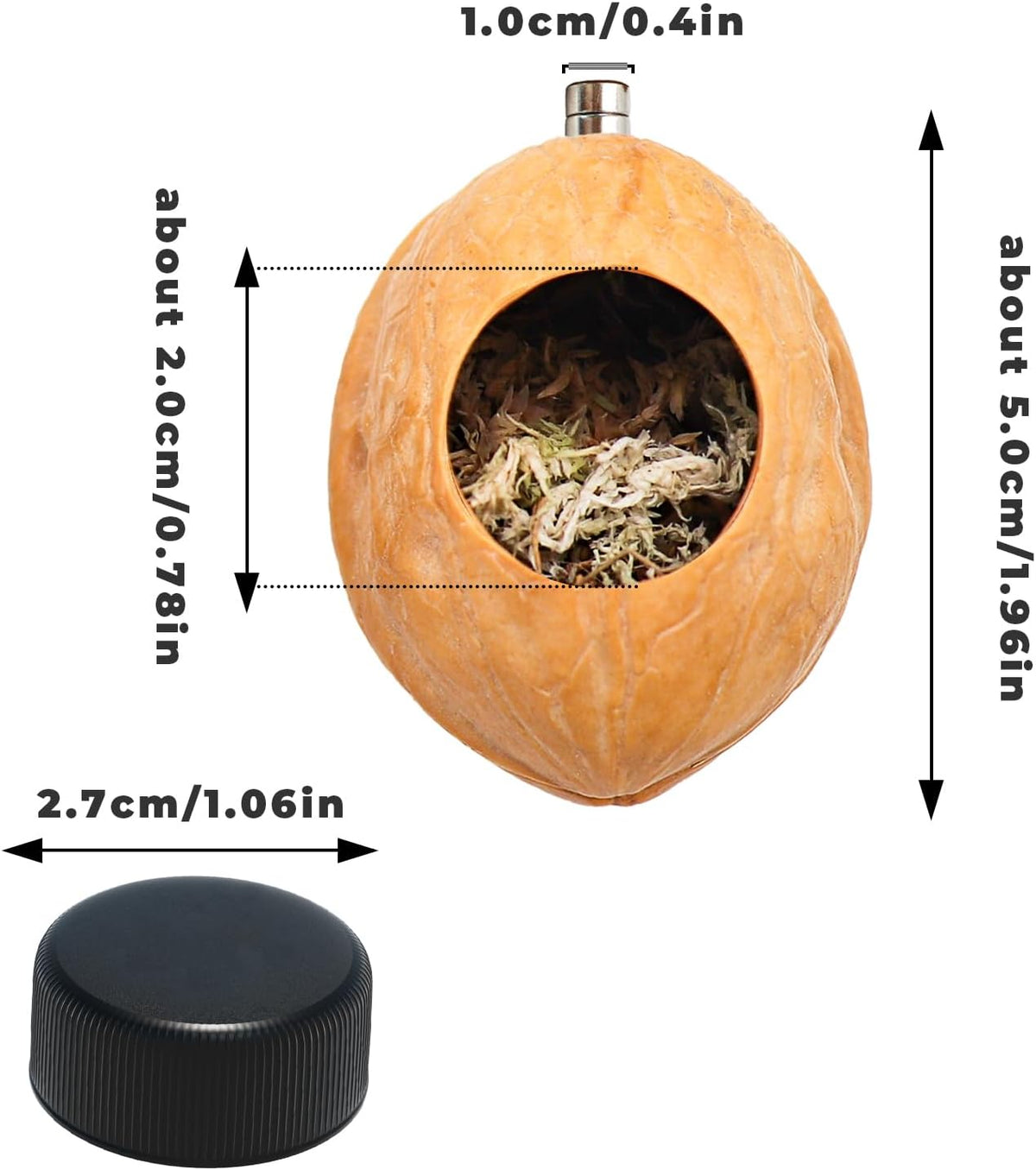 2 Pack Jumping Spider Enclosure Accessories with Walnut Shell Moss and Magnet, Natural Material Jumping Spider Hide