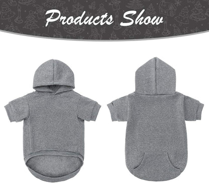 KOOLTAIL Basic Dog Hoodie - Soft and Warm Dog Hoodie Sweater with Leash Hole and Pocket, Dog Winter Coat, Cold Weather Clothes Sweatshirt for Small Medium Large Dogs Puppy Cat Boys Girls Grey SM