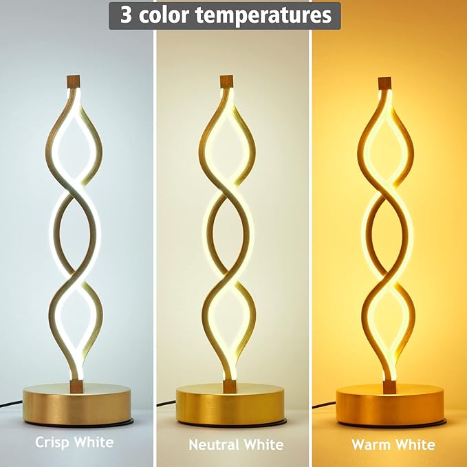 NUÜR Gold Infinity Spiral LED Table Lamp, Lamps