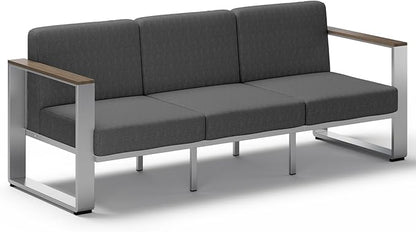 ComfCove Outdoor Aluminum 3-Seat Sofa, Modern Patio Patio Furniture with Wide Seat and Thick Cushions, All-Weather Oversized Couch for Deck, Porch