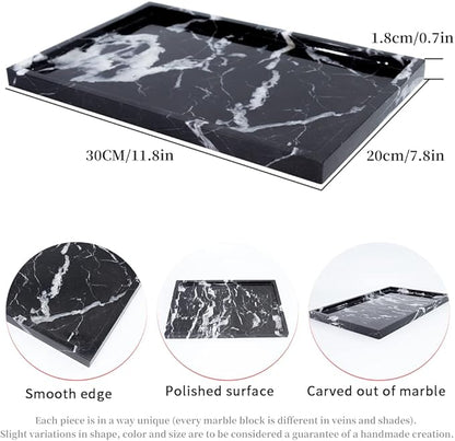 100% Natural Marble Serving Tray Luxury Marble Storage Tray for Home Decor Stone Tray for Bathroom/Kitchen/Vanity/Dresser,Plate Holder for Tissues, Candles, Towel