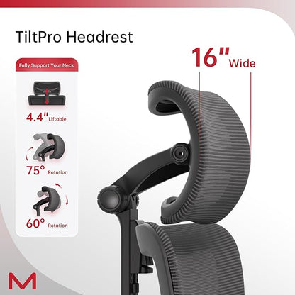 Motostuhl S3P-ST Ergonomic Office Chair High Back Home Office Desk Chair with footrest with VTS System & Adaptive Lumbar Support, TiltPro Headrest, 4D Armrest, 150°Tilt for Home Office Executive