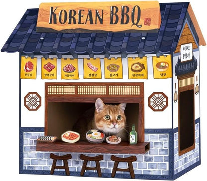 Cat Beds for Indoor Cats, Cardboard Cat House with Scratchers, Korean BBQ, Large Sturdy Cat Furniture Condo Cave Tent, Easy to Assemble Pet Toys Accessories Stuffs, Bunny Small Animals