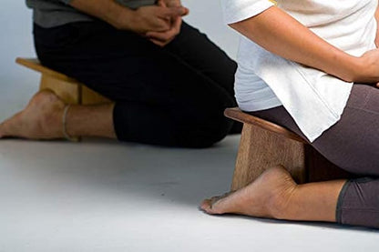 Meditation Bench IKUKO Original, Portable Version with Bag, Locally Handmade Wooden Kneeling Ergonomic Seiza Seat, Prana Yoga - 2 Colors, 3 Height Sizes