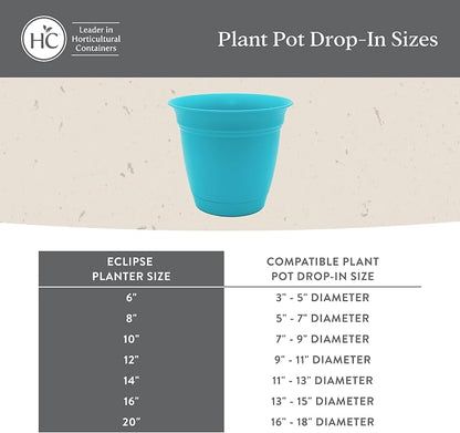 The HC Companies Eclipse Round Planter with Saucer - Outdoor & Indoor Plant Pot with Drainage Holes - Lightweight, UV-Resistant Plastic Pots for Plants, Flowers & Herbs (16" Warm Gray, Pack of 1)