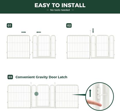 FXW Rollick Unleashed Dog Playpen for Indoor, Yard, RV Camping, 32 inch 48 Panels for Small and Medium Dogs, White│Patented