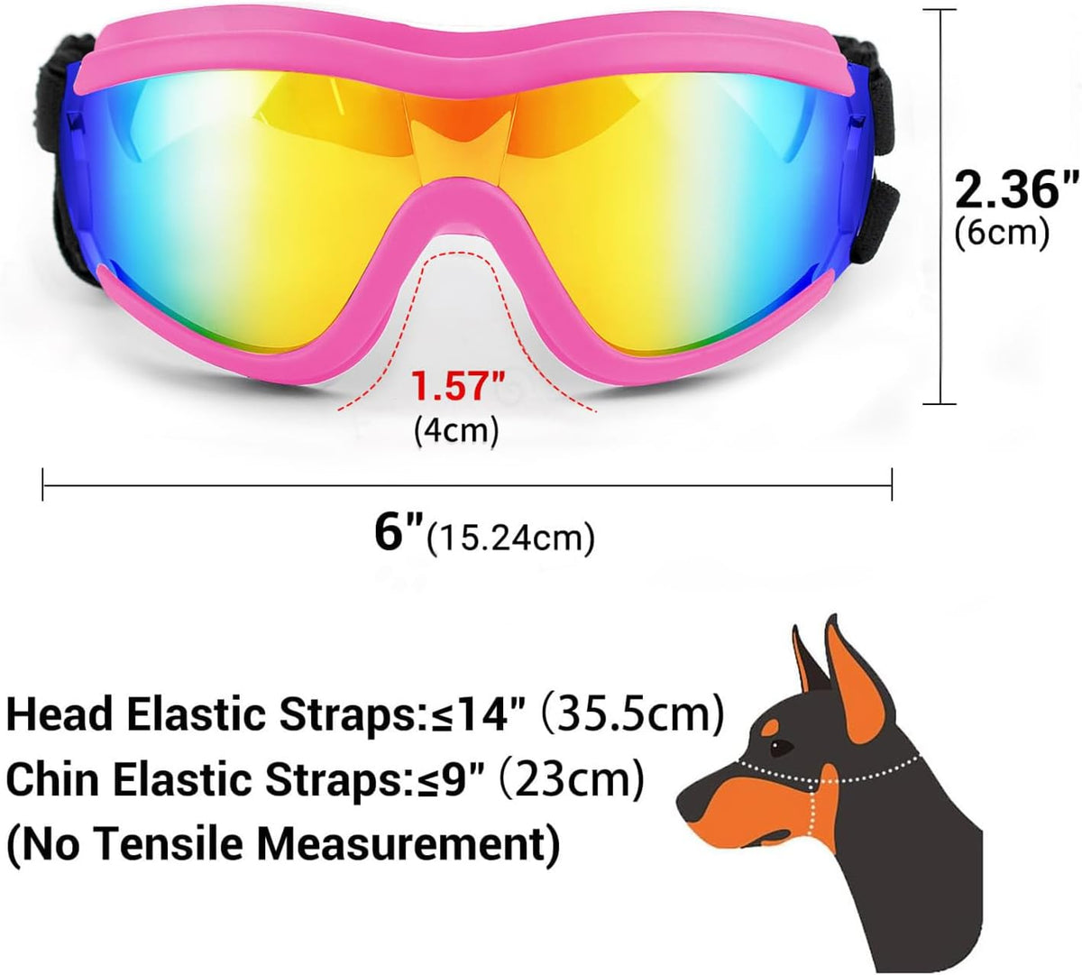 Dog Goggles Dog Sunglasses for Medium to Large Breed Anti-UV Eye Protection with Adjustable Straps- Pink