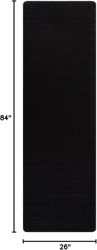 Non Slip Black Solid Rubber Back Thing Runner Rugs for Living Room 2x7 for Kitchen, Rug for Bedroom and Hallway, Stain Resistant Easy Cleaning Non Shedding Carpet Black 2 x 7