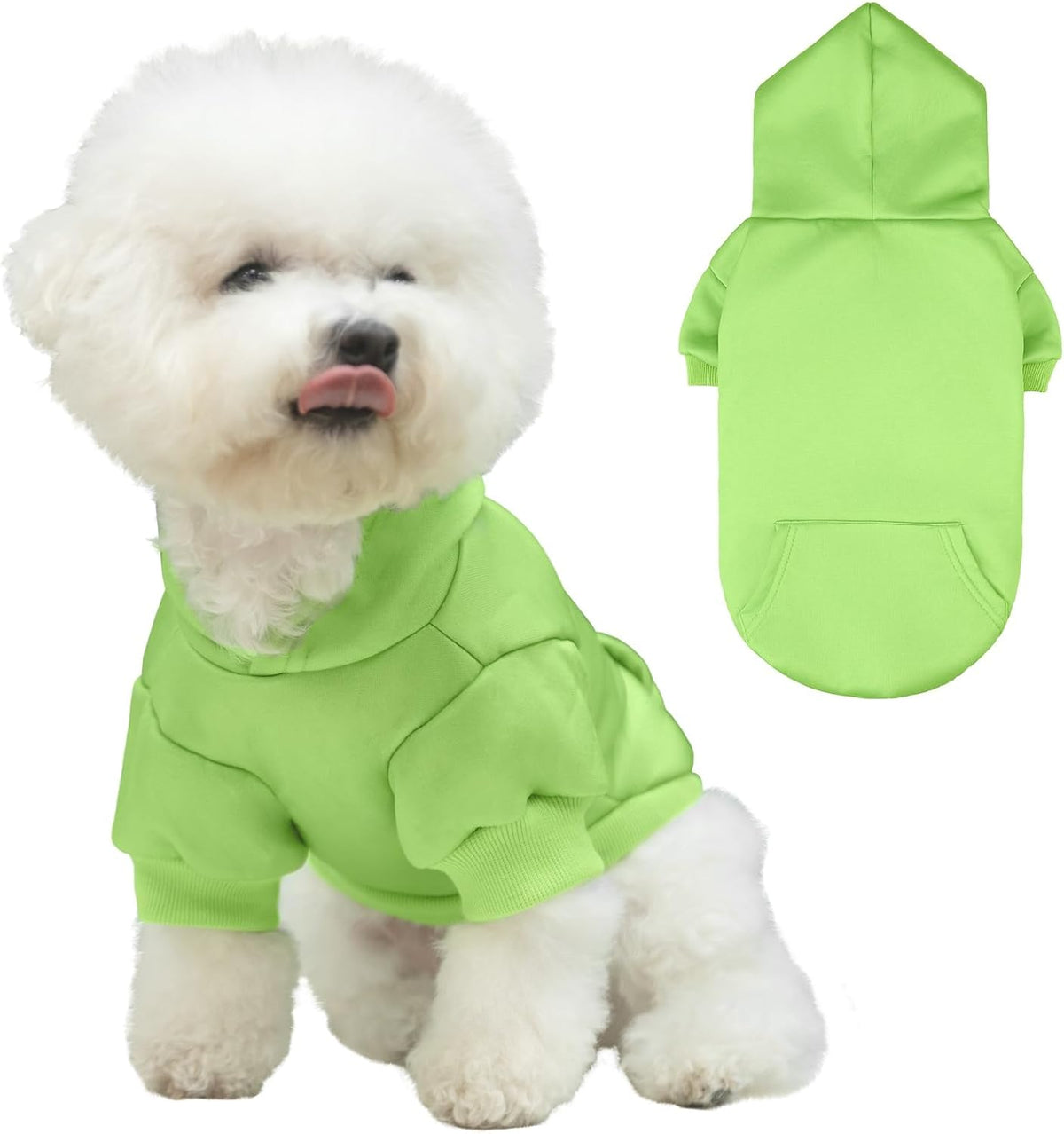 KOOLTAIL Basic Dog Hoodie - Soft & Warm Dog Hoodie Sweater with Leash Hole and Pocket, Dog Winter Coat, Cold Weather Clothes Sweatshirt for Small Medium Large Dogs Puppy Cat Boys Girls Green M
