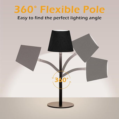 Cordless Table Lamp DIY, 2500mAh Rechargeable & Flexible Desk Lamp, Stepless Dimming Modern Bedside Lamps with 3-Color LED Touch Control, Minimalist Nightstand Lamps for Decor & Gifts (Black)