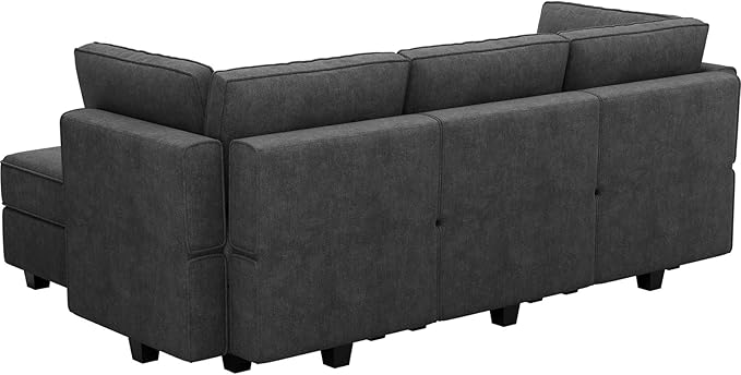 Belffin Terry Fabric Modular Sectional Sleeper Sofa Bed with Storage Convertible Sectional Couches for Living Room 6 Seaters Black Modular Sofa