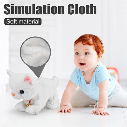 Smalody Interactive Electronic Plush Toy - Upgrade Robot Talking Cat Toys with LED Light Eyes, Animals Sound Control Electronic Pet for Kids, Kitten Toys for Boys & Girls Kids(White)