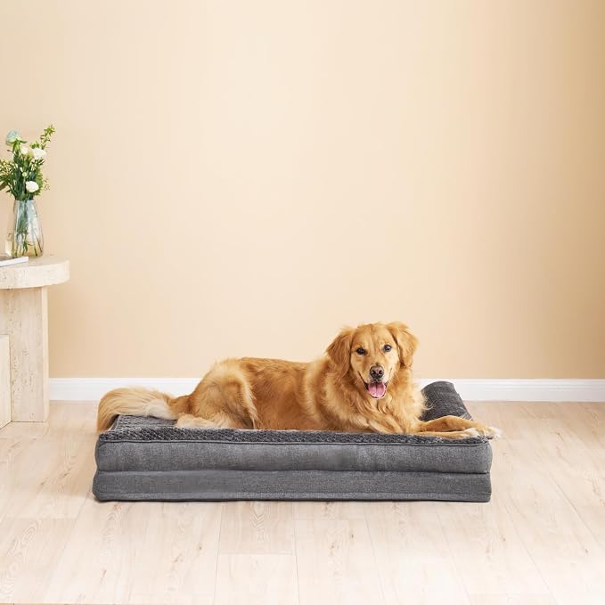 EHEYCIGA XXL Dog Bed Memory Foam, Orthopedic Giant Dog Bed Jumbo with Washable Removable Cover, Waterproof Pet Sofa Couch with Nonskid Bottom, 48x35x7.5, Dark Grey | Washable Removable Cover, Waterproof Flat Pet Sofa Couch with Nonskid Bottom, 48x35x7.5
