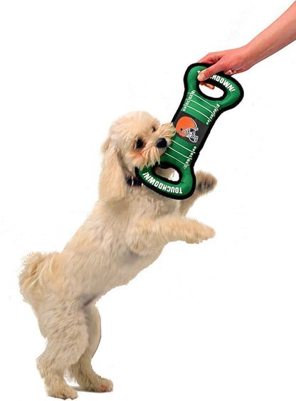 NFL Football Field DOG TOY with Squeaker. - CLEVELAND BROWNS - For Tug, Toss, and Fetch. - Tough & Durable PET TOY