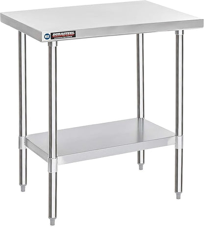 DuraSteel 30x36 Stainless Steel Work Table - NSF Commercial Prep Metal Table - Outdoor Pizza Oven Stand w/Under Shelf - Kitchen Island Laundry Utility Garage Microwave Stand Large Rolling Storage Cart