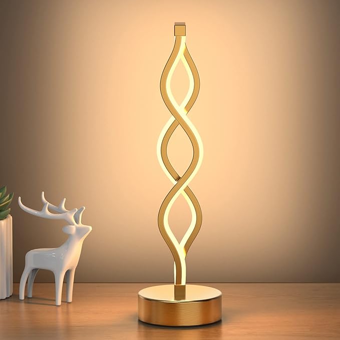 NUÜR Gold Infinity Spiral LED Table Lamp, Lamps