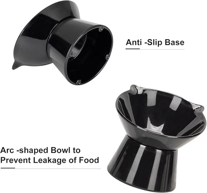 Detachable Elevated Cat Bowls, 15° Tilted Raised Cat Food Bowl Anti-Vomiting,Whisker Friendly, Adjustable Cat Dishes for Protecting Spine,Adult Kitten
