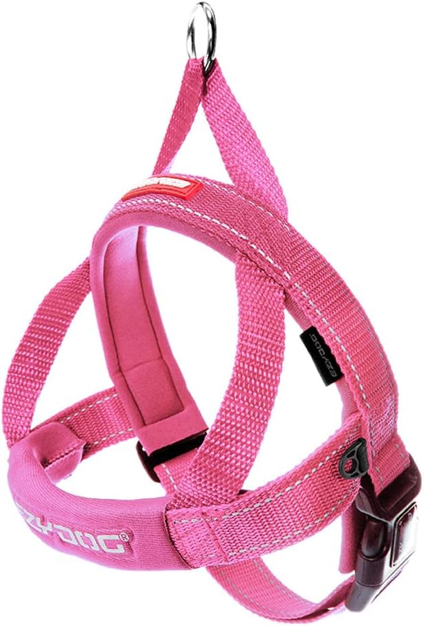 EzyDog Quick Fit Dog Harness, Soft Neoprene Padding - Small, Pink | Fast One-Click Buckle, Adjustable Fit, Strong Reinforced Materials, Reflective Stitching, No Pull Dog Harness, Easy Walking