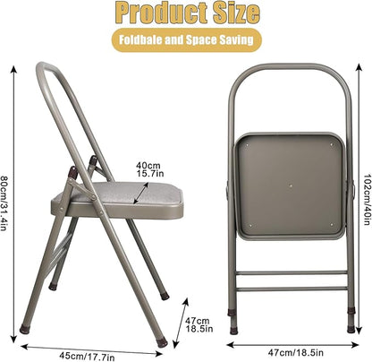 INNOLIFE Modern Minimalist Yoga Chair, Foldable & Space-Saving, 300 lbs Capacity, Grey